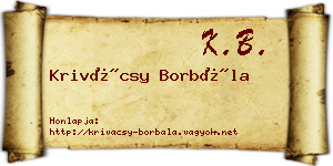 Krivácsy Borbála névjegykártya